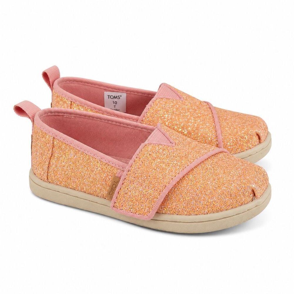 TOMS Alpargata Glitter Slip On Shoes Toddler Girls Size 10 Pink Sparkle